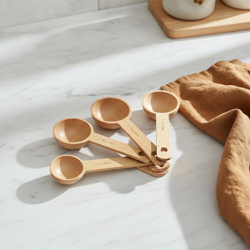Kitchen Baking Gifts - Wooden Measuring Spoon 7.5-45ML Portable Beech