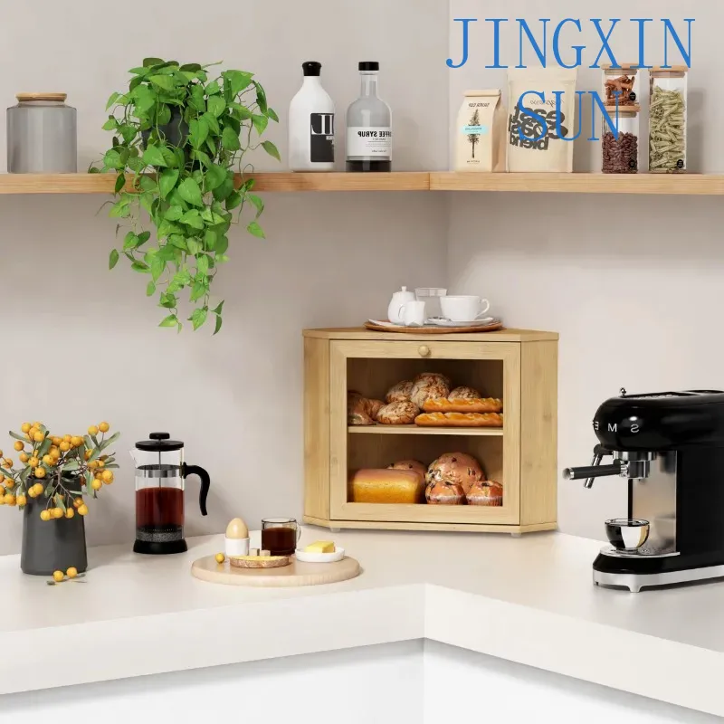 2 Tier Bamboo Corner Bread Box - огляд і ціна Kitchen Baking Corner