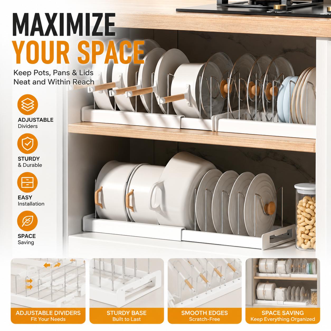 ABS Expandable Pot and Pan Org - огляд і ціна Kitchen Baking Drawer