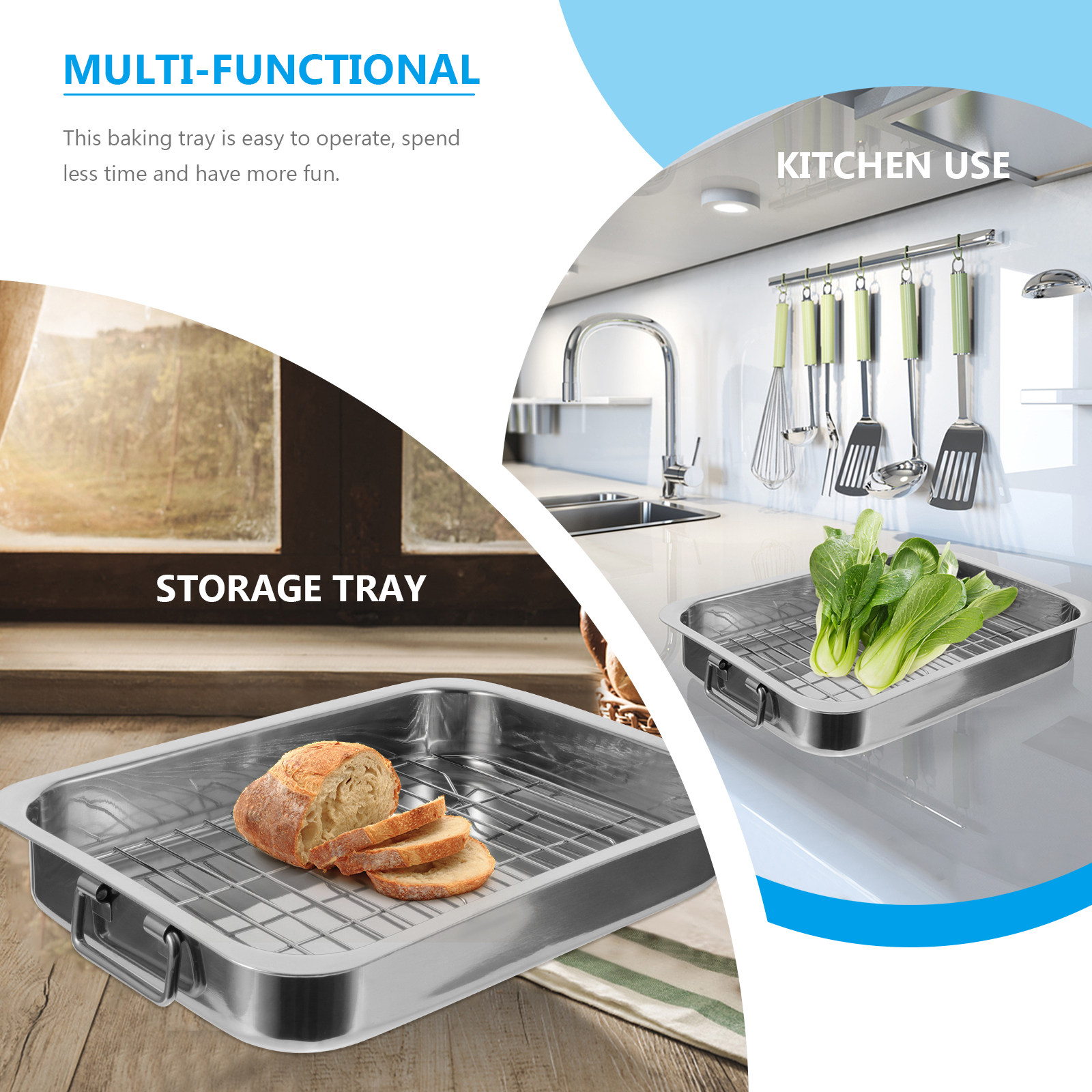 1Set Rectangular Baking Tray w - огляд і ціна Kitchen Baking Tray Rack